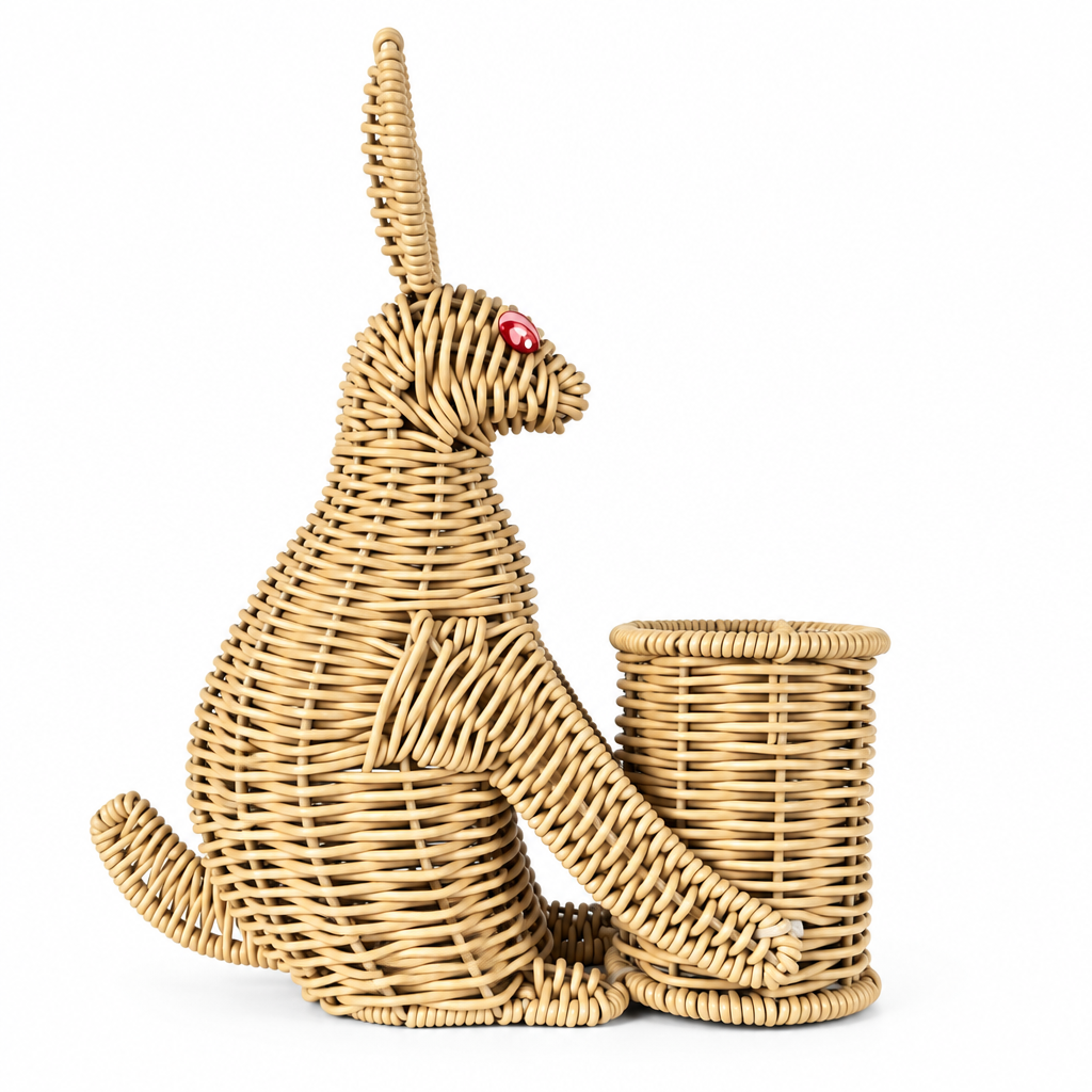 Handwoven Wicker Kangaroo Storage Basket – Decorative Animal Organizer for Home & Kids Room