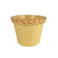 Natural Handwoven Paper Rope Plant Basket with Two-Tone Braided Trim