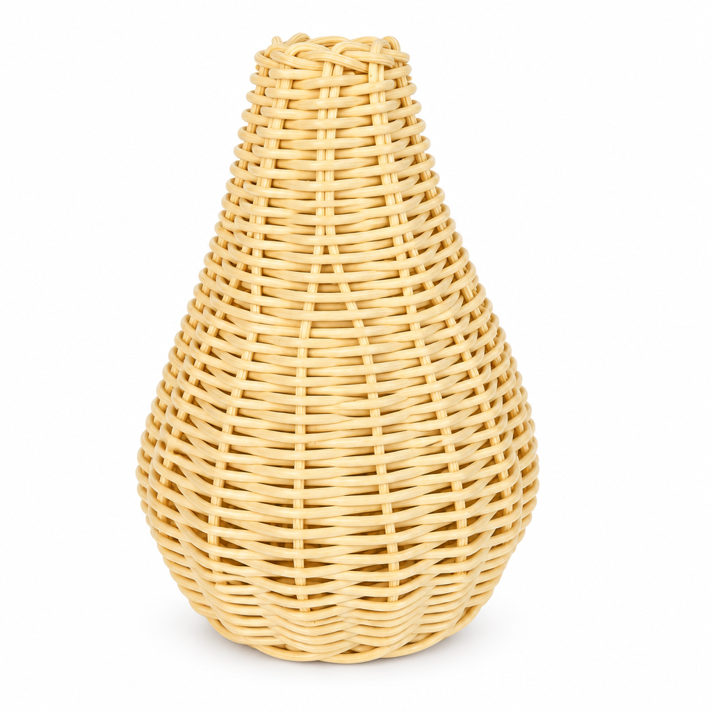 Handwoven Wicker Gourd-Shaped Decorative Vase – Natural Rattan Flower & Home Décor Basket