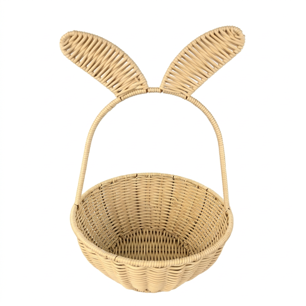 Handwoven Wicker Bunny Ear Basket – Decorative Storage & Easter Gift Basket