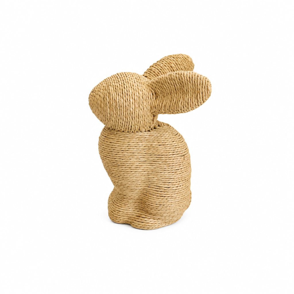 Handwoven Bunny Decorative Figurine – Natural Woven Easter & Home Décor Accent