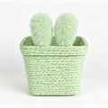 White Woven Storage Basket with Bunny Ear Design – Multipurpose Home Desktop Organizer
