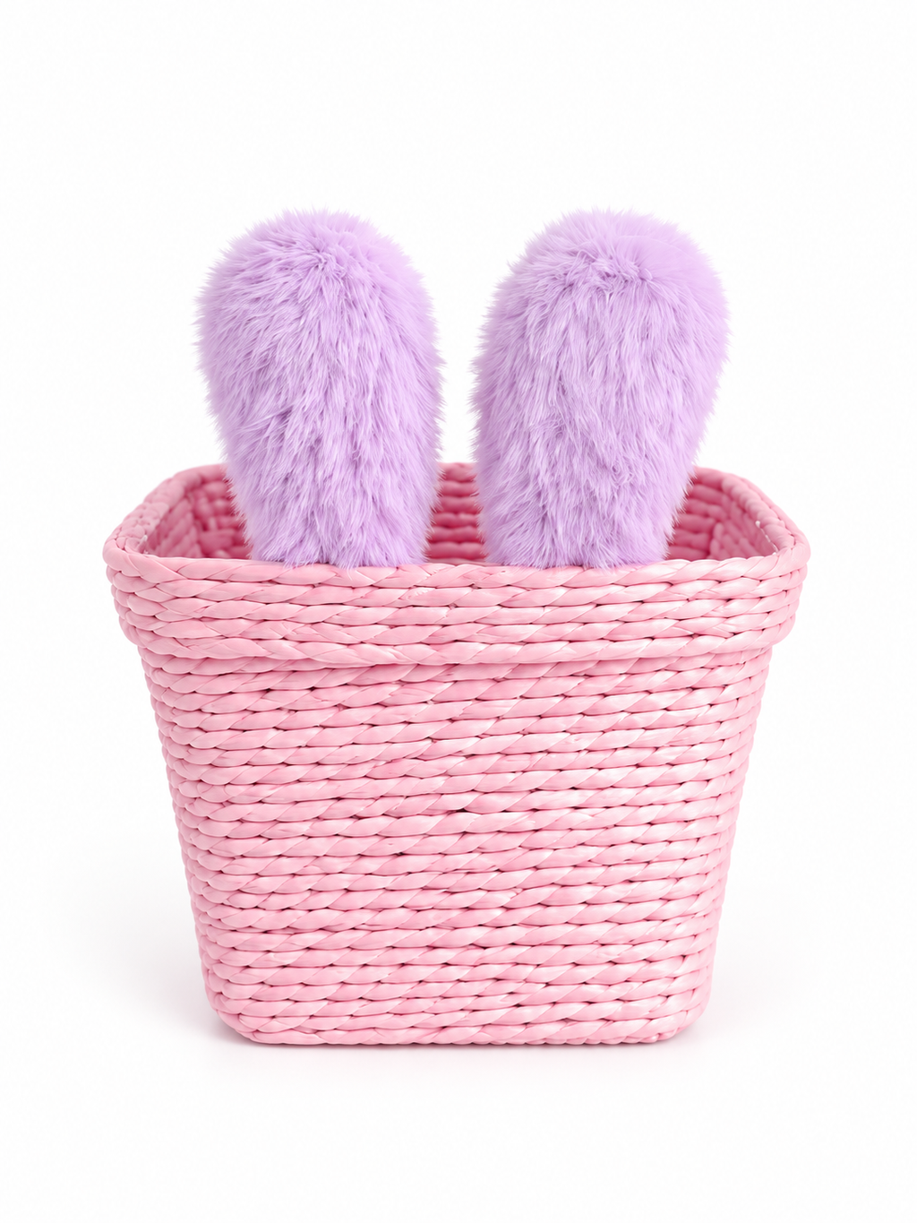 White Woven Storage Basket with Bunny Ear Design – Multipurpose Home Desktop Organizer