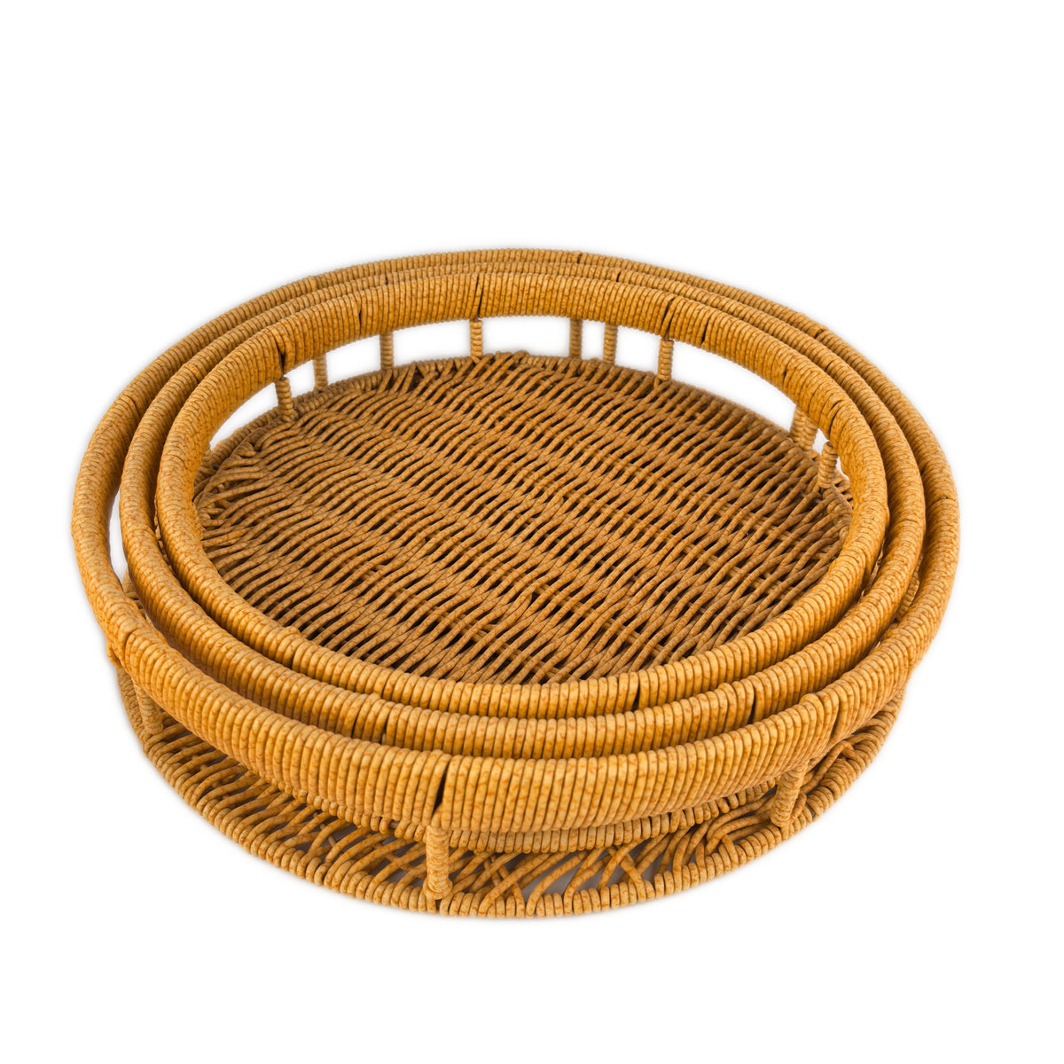 Handwoven Rattan Round Tray Set – Nesting Serving & Decorative Storage Trays