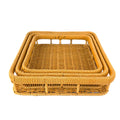 Handwoven Rattan Square Tray Set – Nesting Serving & Decorative Storage Trays