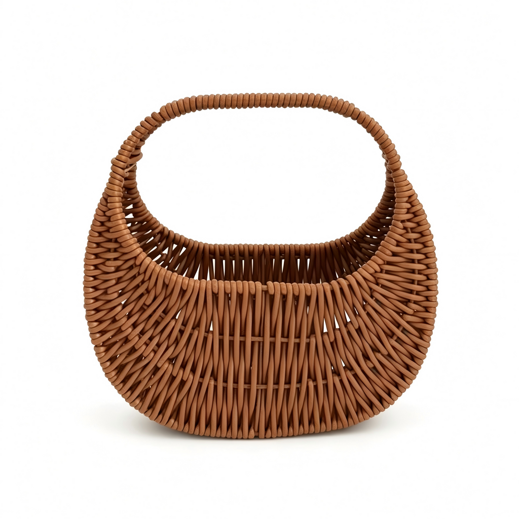 Handwoven Wicker Handled Basket – Decorative Storage, Shopping & Gift Basket