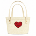 Eco-Friendly Handwoven Paper Rope Gift Basket with Biodegradable PET Lining – Reusable Tote Basket with Heart Detail, Custom Size, Color & Design