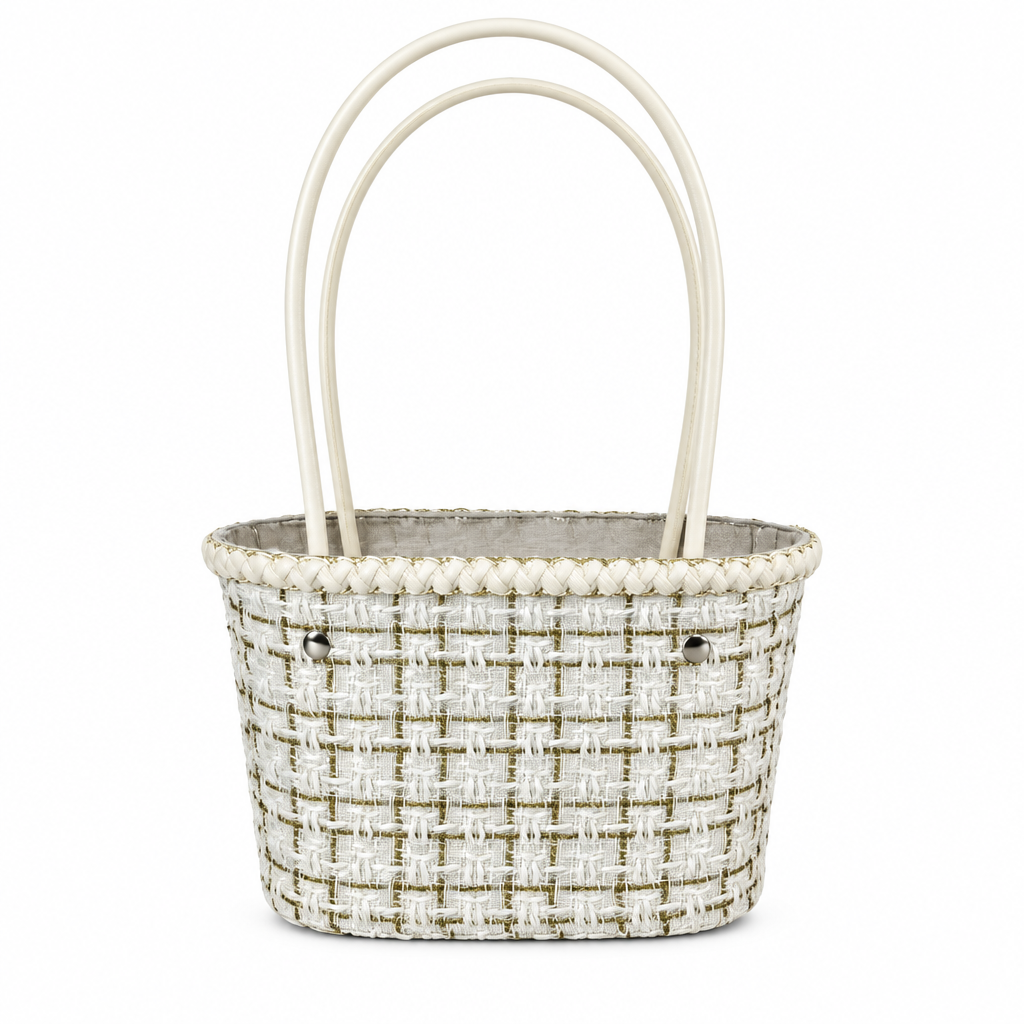 Custom Tweed Basket Bag with Biodegradable PET Inner Shell – Stylish & Sustainable Gift Basket