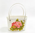 Floral Print Paper Rope Basket with PET Shell and Handles for Gifts & Home Décor